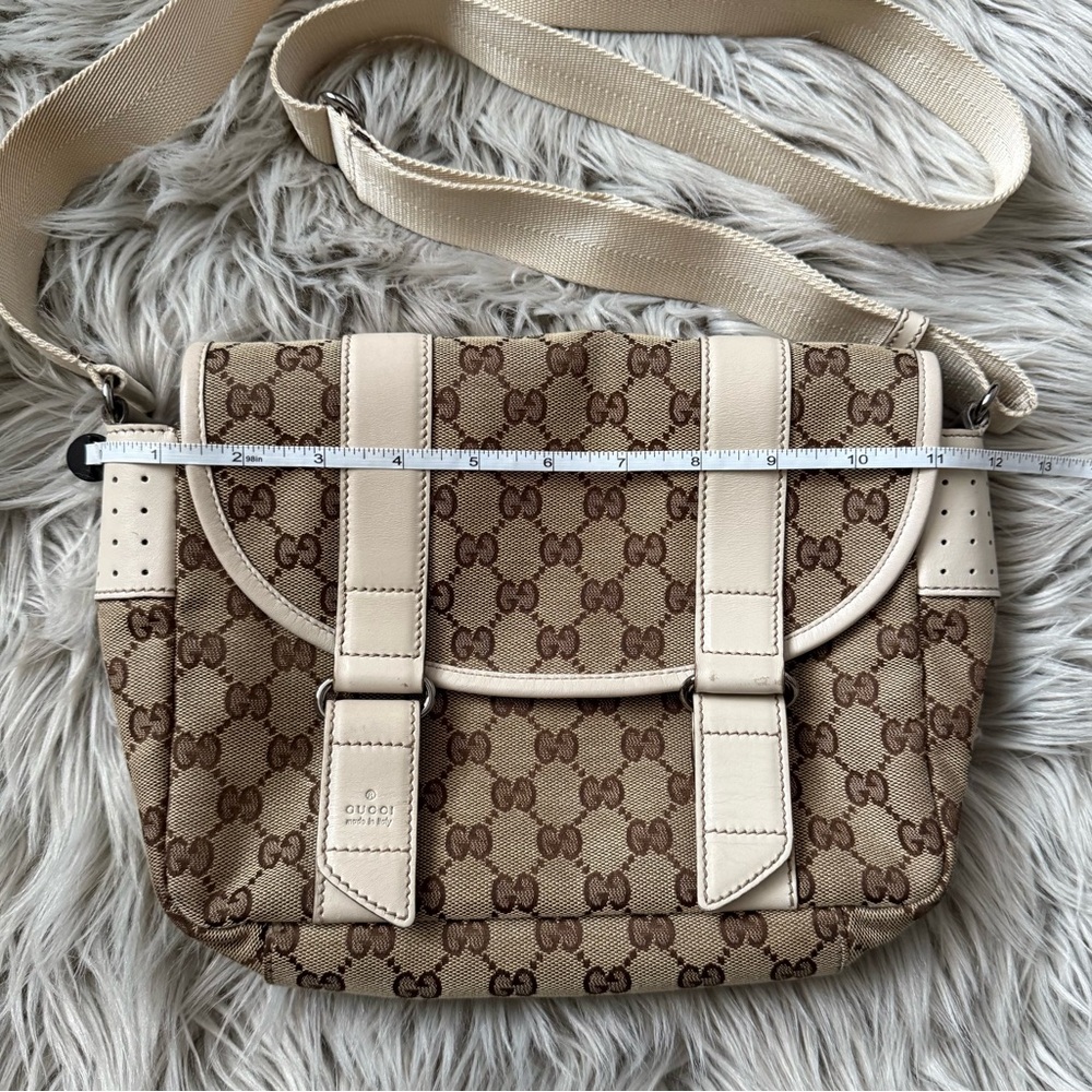 GUCCI Monogram Double Buckle Flap Messenger Bag - Picture 14 of 16